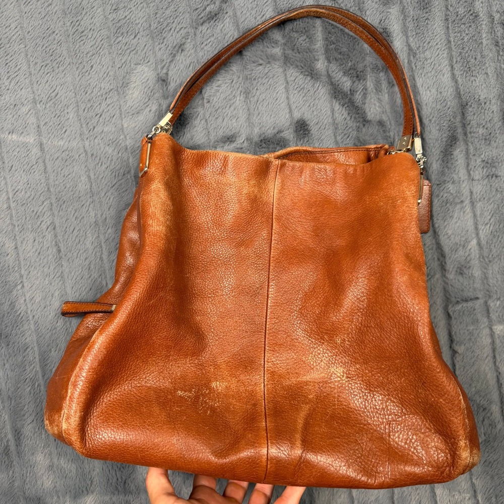 Coach Hobo Shoulder Bag Womens Large Cognac Brown Leather Pebbled 24621